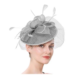 Wedding Church Feather Hat Mesh Headpiece Women Girls Mesh Fascinators Hat Cocktail Party Headband Headpiece Wedding Hat 231225