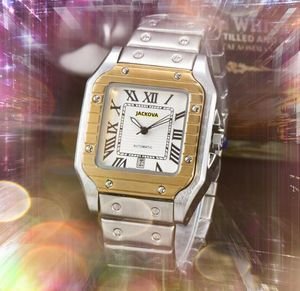 Relogio Masculino Luxury Full rostfritt stålklockor Utomhuskronografkvartzon Batteri Square Form Three Stiches Design Classic Wristwatches Reloj de Lujo