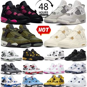 spedizione gratuita 4 scarpe da basket 4s sail black cat Thunder uomo donna pino verde fuoco rosso università blu freddo grigio sport all'aria aperta scarpe da ginnastica 36-47