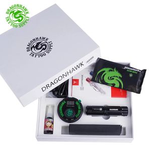 Machine New Dragonhawk Rotary Tattoo Hine Pen Kit Permanent Makeup Pen with Mini Lcd Power Supply Cartridge Needles Ink Set