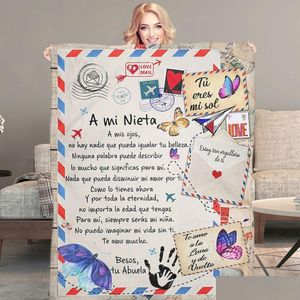 Decken Toaddmos A Mi Nieta Nieto Air Mail Print Dünne Fleecedecke Liebevolles Geschenk für Enkelin Enkel Sofa Nickerchen Weich Warm 2302 Dhsvo