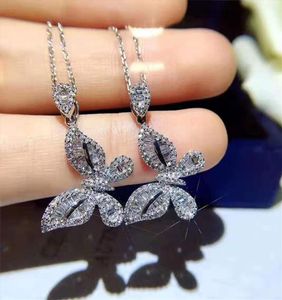 Borboleta moissanite diamante pingente real 925 prata esterlina charme festa de casamento pingentes colar para mulheres jóias de noiva 5861935