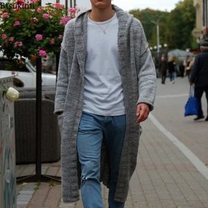 2023 Mens Knitted Cotton Cardigan Fashion Long Sweaters Male Casual Solid Sleeve Slim Outwear Autumn Winter Warm Hoodie 231225