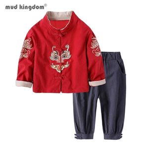 Mudkingdom meninos meninas outifts ano chinês roupas crianças traje tang jaqueta casacos e calças terno crianças conjuntos de roupas 2202181238443