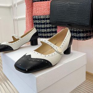 Kleidschuhe Mary Janes für Frauen Größe 35-41 Frühling Herbst Echtes Leder Chunky Heels Designer Mischfarben Flache Pumps