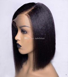 Real Hair Wig 9A Light Yaki Lace Front Wig for Black Women 13X4 PreDrawn Short Bob Brazilian Virgin Straight with Baby Hair HD Se24331151