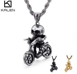 Hip Hop Bicycle Skull Pendant Necklace For Men Male Boy Fashion Stainless Steel Biker Jewelry Gift9597617
