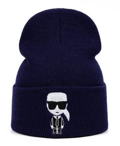 Karl Hop Designer Skullies Czapka dzianina czapka czapka zimowa kapelusz kapelusz stały akcesorium Kostium ciepły zimowe prezenty 3392998