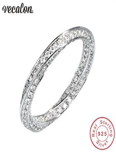 Vecalon 925 Sterling Silver Infinity Ring 5A Zircon CZ Diamonique婚約ウェディングバンドリング