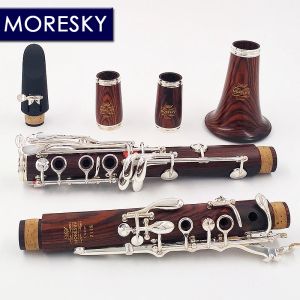 MORESKY Professionelle Dalbergia retusa/cocobollo Klarinette bB18 Schlüssel Versilbert Wunderschöne Klarinette aus massivem Holz