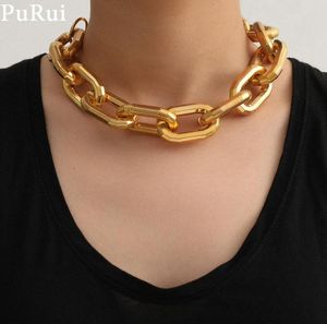 Purui Punk Thingen Choker Necklace Menキューバリンクチェーンヒップホップ女性ファッション襟ジュエリーのためのチャンキーゴールドゴスネックレス3995481