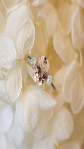 Nature Morganite Pinkblue Clear Pierścień 925 Srebrny srebrny Women039s Biżuter ślubna CNT 66 Pierścienie1864698