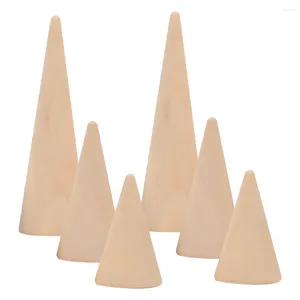 Jewelry Pouches Cone Ring Base Display Wood Holder For Wedding Ceremony Stand Unfinished Displays Selling Shelf