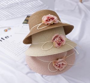 Elegante chapéu de sol verão flor chapéu de palha feminino balde chapéu meninas praia sol boné para senhora igreja chapéu osso chapeu1396622