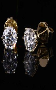 Starsgem de VVS 6 5mm 1Carat Moissanite 14K Yellow Gold Push Back Moissanite Earrings291M5811453