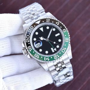 Erkek Moda İzleme Yüksek Kaliteli Otomatik İzleme 2836/3285 En İyi Hareket GMT 40mm Siyah Biyo -Biyoseramik İzle Lüks Business Paslanmaz Çelik Altın ve Gümüş Saat