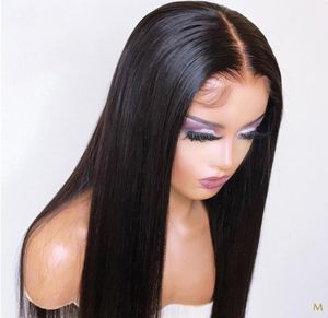 Full Lace Frontal Wig Brazilian Remy Straight Wigs for Black Women Pre Plucked with Baby Hair 150 Middle Ratio Bleached80895664032522