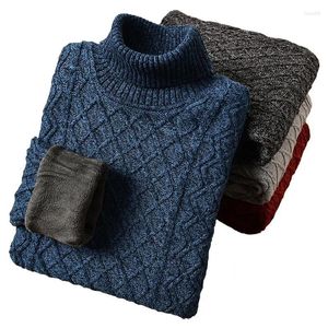 Erkek Sweaters Triko Sıcak Kış Erkekler Taşıtlı Külot Yün Astar Kalın Kar Yüksek Boyun Erkek Kazak Tullukları 2024 Artı Boyut 5xl 6xl