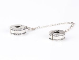 Ciondolo con ciondolo con diamante CZ all'ingrosso per gioielli con braccialetto a catena di sicurezza in silicone argento sterling P 925 con scatola originale6148453