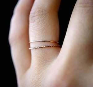 Guld geometrisk ring för kvinnor smycken mode söt tunna smala knogar fog ring set kvinnliga festgåvor hela9618284
