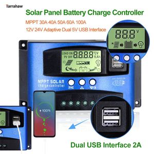 Accessories PWM MPPT Solar Charge Controller 100A 60A 50A 40A 30A Solar PV Panel Power Regulator Auto 12V/24V Dual USB LCD Load Discharger