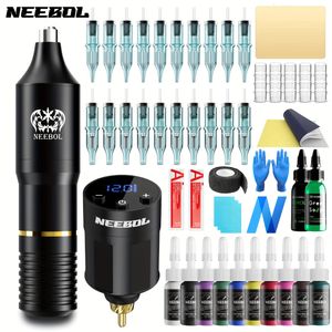 23966-teiliges Neebol Wireless-Tattoo-Set, komplette Secant-Nebelmaschine mit 1300-mAh-LED-Akku-Netzteil 231225