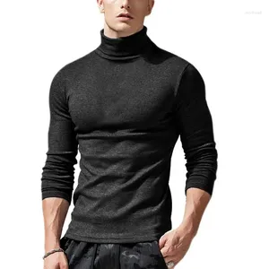 Men's T Shirts Fall And Winter High-collar Bottoming Shirt Mens Long-sleeved T-shirt For Men High Neck Slim Fit T-shirts Solid Colour