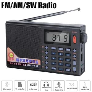 Alto-falantes portátil banda completa rádio digital fm/am/sw receptor bluetooth estéreo alto-falante tf/usb mp3 player com microfone/display led/lanterna
