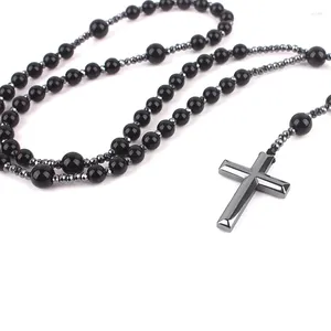 Collane con ciondolo Antico religioso per croce rosario preghiera collana di perline cattoliche goccia