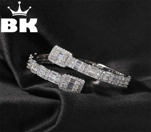 Браслеты-ссылки THE BLING KING CZ на заказ, открытый квадратный циркониевый багет со льдом, регулируемый браслет для мужчин, роскошная капля 2201217470631