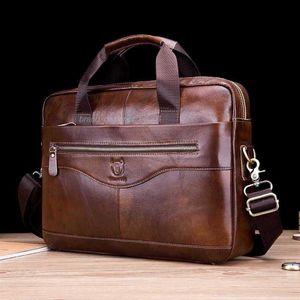 Briefcases HBP BULLCAPTAIN Men's Genuine Shoulder Messenger Handbags Men Leather Business Laptop Briefcase Travel Bags 102422299N