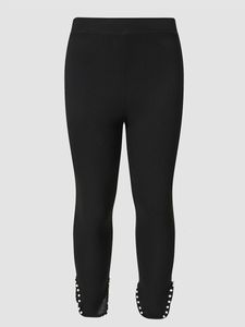Finjani Black Slim-Fit Pants slitsar botten av byxorna som pärlar med hög midja fashionabla plusstorlek eleganta kvinnas byxor 231226