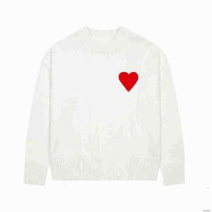 Parigi Moda Uomo Designer Amies Maglione lavorato a maglia Ricamato Cuore rosso Tinta unita Big Love Maglioni girocollo per uomo e donna Ocri 6641ESS