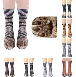 Meias para pés e cascos de animais impressos em 3D 3 peças adulto unissex gato Sock5419401