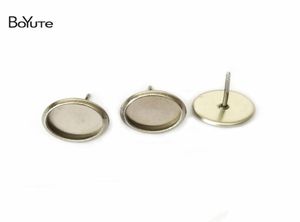 BoYuTe 100 Stuks Ronde 8 MM 10 MM 12 MM 14 MM Cabochon Basisafstelling Rvs Stud Earring Blank Tray Diy Sieraden Maken8435056