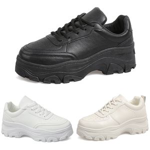 Running Shoes Women Comfort Lace-Up Thick-Soled Black Cream-Coloured Women Trainers Sport Sneakers