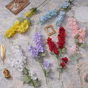 Delphinium Artificial Flower Nowy 3 widelc Flocking Flying Swallow Ground Hiacynth Ins Style Wedding salon Decoration DD DD