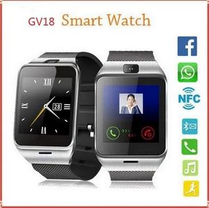 Watches Gear2 GV18 NFC APLUS Smart Watch med pekskärmskamera Bluetooth NFC SIM GSM Telefonsamtal U8 Datasynkronisering Vattentät för Android Pho