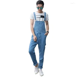 Men's Jeans Bib Casual Siamese Shorts Dark Blue Denim Overalls Long Women's Workwear Size 26-38 40 42 44 46