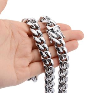 Customized Size 7quot40quot 316L Stainless Steel Silver Heavy Biker Jewelry Miami Cuban Curb Chain Mens Boy Necklace Or Brace3987952