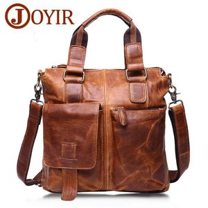 Briefcases Joyir Genuine Leather Men's Briefcase Male Leather Business Office Laptop Men's Bag Messenger Shoulder Crossbody Bag Handbags