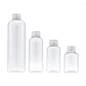 収納ボトル30 PCS透明なプラスチックボトル空の丸いアルミニウム蓋50ml 75ml100ml250ml 8オンス化粧品パッケージトナー補充可能