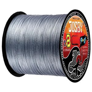 Linhas Josby 8 Strand Japão Super forte linha de pesca de peixe PE Multifilames Linha de pesca 500m Braid Thread Black 8 tranças 18 libras85 libras