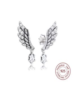 100 925 Sterling Silver Earring Dingling Angel Wing Stud Earrings for Women Fashion Jewelry Pendientes Brincos CX2007061225407