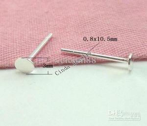 20pcslot 925 Sterling Silver Earring Nail Findings Connectors For DIY Craft Fashion Jewelry Gift 3mm W2952316303