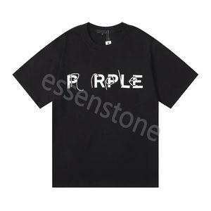 Purple-Brand 2024ss T-shirts Couleur Coton imprimé Lâche Casual Hommes et femmes Chemise à manches courtes à la mode High Street Tops US TAILLE S-XL