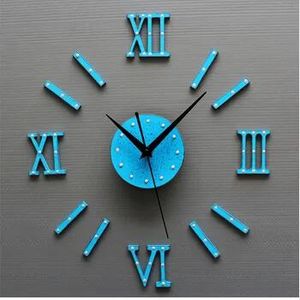 Zegarki europejski klasyczny zegar, vintage Wood Diy Roman Numerals Creative Wall Clock, Shabby Blue Wall Watches