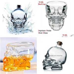 Tasses Bouteille d'eau en cristal Skl Decanter Verre liquide avec liège en bois pour bière Vin Whisky Scotch Vodka Bar Outil FY5672 Drop Livraison Otuc0