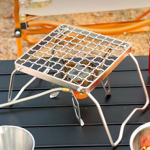 Camping Folding Grill Stand rostfritt stål Grill Grate Camping Table Outdoor Portable Gas Wood Stis Stand Camping Supplies 231225