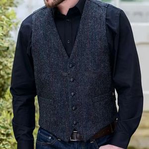 Herringbone Tweed Slim Fit Men's Suit Suitable for Prom Wedding Groomsman Vest